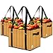 Green BD's Heavy Duty Reusable Grocery Bags. Large, Stain Resistant & Spillover Proof. Eco Friendly, Collapsible, Foldable Shopping Box Bags. Wicker Print. (Set of 3)