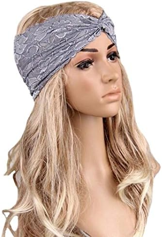 Sport Yoga Hair Band, Lace Cross Turban Headscarf Toimoth Wrap (Grey)