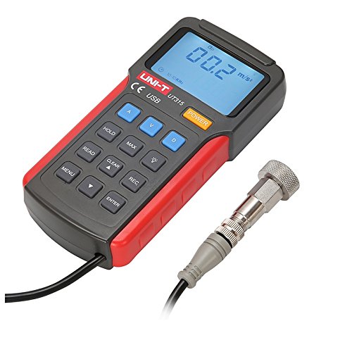 UNI-T UT315 LCD Vibration Tester Meter Acceleration 0.1~199.9m/s2 Velocity 0.01~19.99cm/s Displacement 0.001~1.999mm Long & Short External Probe USB Max Mode PC Software