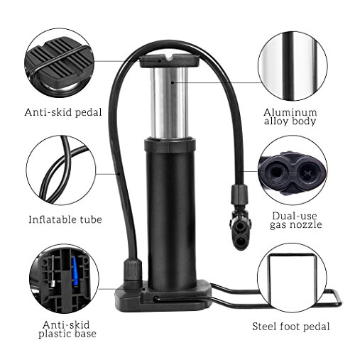 image for Gelma Bike Tire Pump Portable Bike Floor Pump Foot Activated Bike Pump