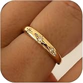 DIDISEE Non Tarnish Chunky Gold Rings for Women Stainless Steel Waterproof Ring 14k Gold Plated Pinky Ring Statement Thumb Star Rings Mens Wedding Band Jewelry Size 6-9