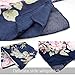 Unique Womens Oblong Floral Scarf - Cotton Feeling Chiffon Large Flowers Printed Voile Shawl Wrap in Dark Blue