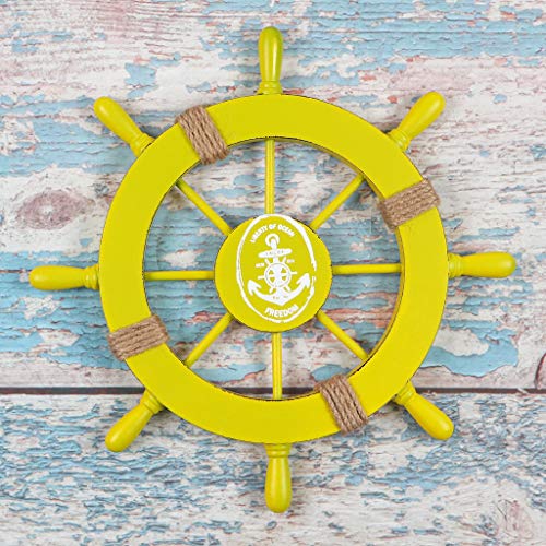 MDLUU-Wooden-Ship-Wheel-11-Inches-Ship-Rudder-Decor-Helm-Wheel-Wall-Hanging-Ornament-for-Mediterranean-Nautical-Bathroom-Party-Decor-Yellow 51WyvAfjJ4L