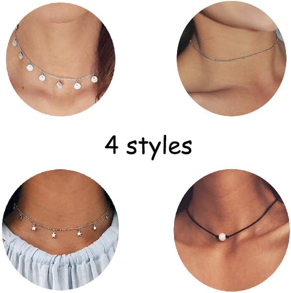KWHY 4PCS Gold Layered Necklace for Women Girls Long Choker Chain Y Necklace Bar Feather Pendent Necklace Sets