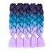 Alissa braiding hair jumbo braids hair synthetic box hair high temperature kanekalon hair for braids 5PCS/Lot 100g/Pc 24 inch(60CM) (Purple-Lake Blue-Light Purple)