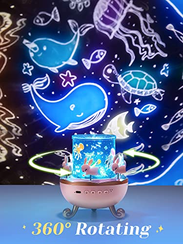Nachtlicht Kinder,Musik Sternenhimmel Projektor 8 Lied,Galaxy Projector mit Fernbedienung 360°Drehung Timer,Led Nachtlicht Baby 6 Film 12 Farbe für Mädchen Kinderzimmer star projector deko Geschenk