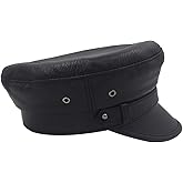 Sandy Ting Leather Fiddler Cap Biker Cap Greek Fisherman Unisex Style