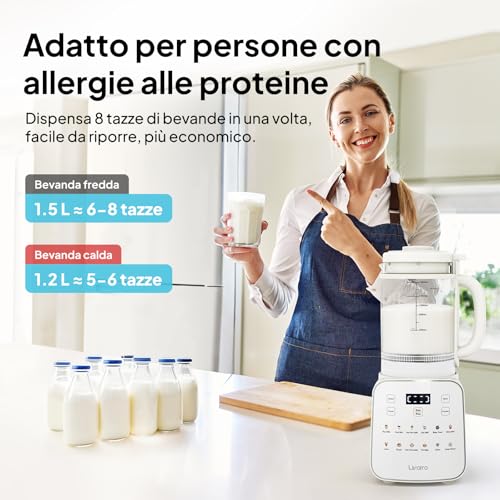 Vegetable Milk Maker 1.5 L 12-in-1, Automatic Soy Milk Maker, Detachable Design, Almond Milk/Oat and Juice, 24 Hour Timer, Keep Warm, Self-Cleaning, Safety Lock