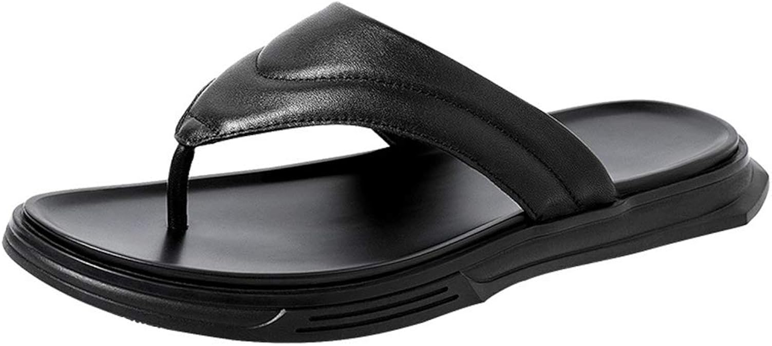Amazon Kg8d ビーチサンダル メンズ ビーチシューズ 本革 アウトドア コンフォート シンプル ビーサン トングサンダル 滑り止め 軽量 大きいサイズ 男性 黒 履きやすい メンズサンダル 立ち仕事 紳士靴 おしゃれ 柔らかい Kg8d ビーチサンダル