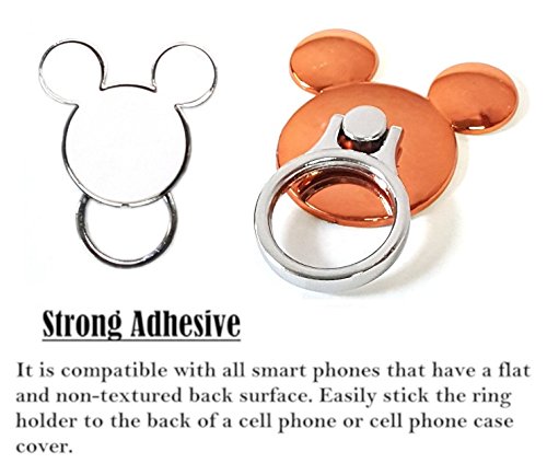 AccessoryHappy Mickey Ear 2 in 1 Phone Lanyard & Ring Stent, Cell Phone Tether Neck Strap Holder Ring Stent Kickstand for iPhone 5 6 6S 7 8 8 Plus Galaxy S7 and Other Mobile Phones (Rose Gold)