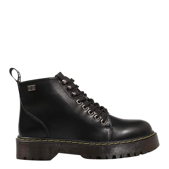 COOLWAY, Cassie Botin Militar BLK, Schwarze Stiefel für Frauen