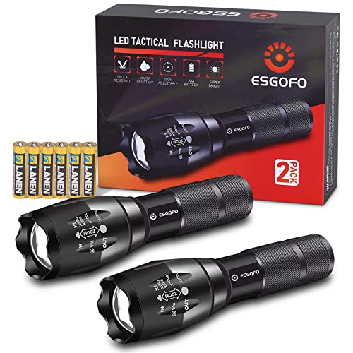 Esgofo LED Flashlights 2 Pack Bright Powerful EDC