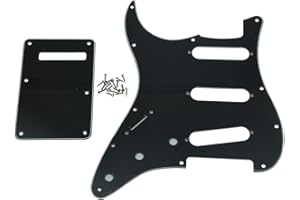 KAISH Lefty ST/Strat Style SSS Pickguard Left Handed Tremolo Trem Cover Back Plate for USA/Mexico Stratocaster/Strat Black 3 Ply