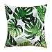 JWH Palm Leaf Throw Pillow Covers Spring Green Velvet Accent Pillow Case Cushion Cover Printed Pillowcase Farmhouse Sofa Couch Decorative Sham 17x17 Inch with Hidden Zipper Spring