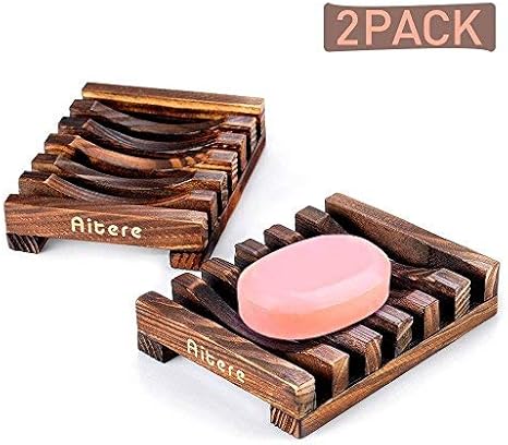 Amazon Aitereソープ ディッシュ 石けん置き 家庭用バスアクセサリー 手作り 天然木材 石けん置き 2個 ソープディッシュ ホーム キッチン オンライン通販