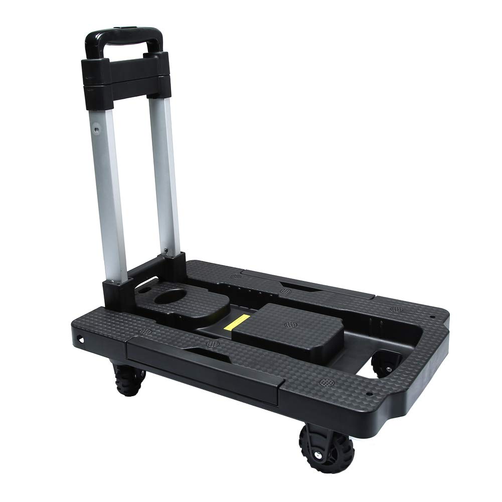 Kampeaburr Folding Hand Truck 5-Wheel Folding Trolley TPR Wheel 360° Rotating Dolly, Maximum Load-Bearing 330 LB Folding Hand Dolly for Shopping, Business Travel, Cargo Handling, Home Office.