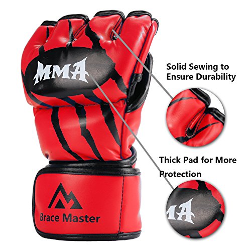 image for Brace Master MMA Gloves UFC Gloves Leather More Paddding for Men Women