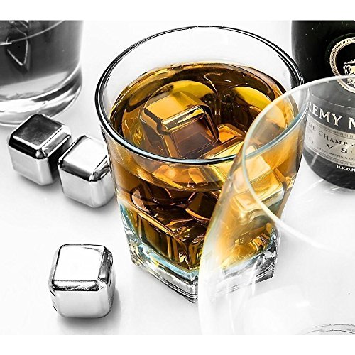 Whiskey Stones Reusable Chilling Stainless Steel Ice Cubes Gift Set for Scotch Whisky, Tequila,Vodka, Liqueurs, White wine , pack of 8