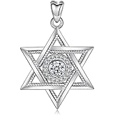 Jewelry Trends Star of David Center CZ Jewish-Symbol Sterling Silver Pendant Necklace 18"