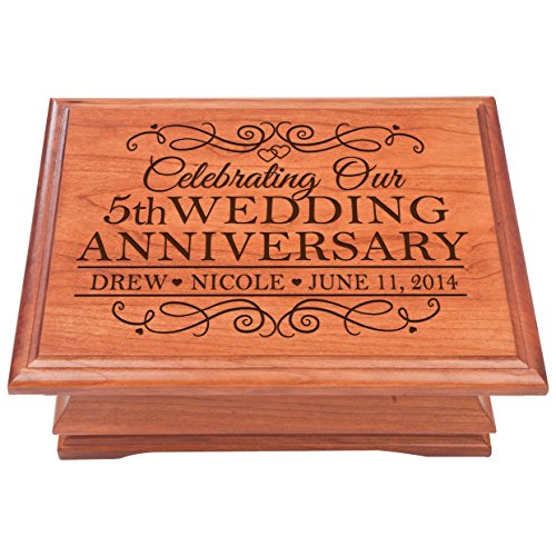 Buy 5th Wedding Anniversary Wooden Jewelry Box, Personalized 5 year