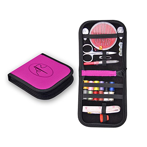 PINK SEWING KIT for Women Girls Beginners Sewing Supplies Thread Needles Scissors Threaders