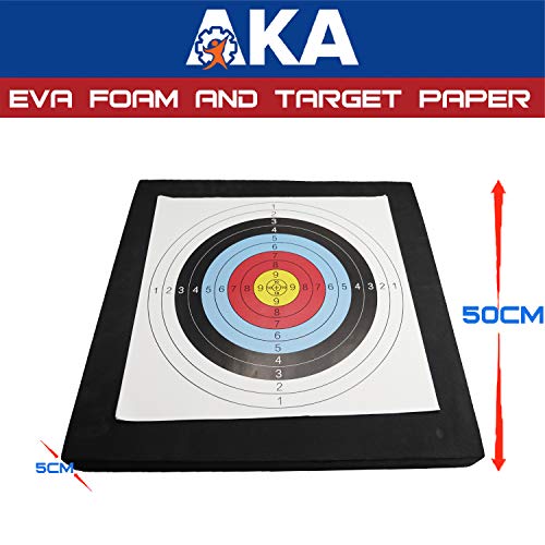 AKA Sports Gear Archery High Density EVA Foam Target with 3 Target Paper and Pins-Size 52cm52cm5cm