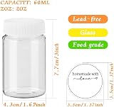 Showvigor 8pcs 2oz Glass Bottles with Lids Labels Reusable Travel Jars view 2