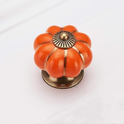 5pcs Cartoon Pumpkin Ceramics Colorful Cupboard Round Handles