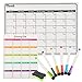 Houseables White Board Calendar for Wall, Dry Erase Calendars, 17” x 12”, Bonus Grocery List, 6 Colored Markers, Eraser, Magnetic, Whiteboard, Monthly Plan Boards, Erasable, Refrigerator, Fridge