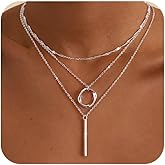 Feskive Layered Gold Necklaces for Women Dainty 14k Gold/Silver Plated Stackable Choker Necklaces for Women Trendy Cuba Cross Circle Pendant Necklaces Set Jewelry Gifts for Women