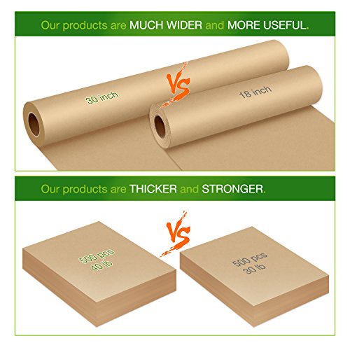 MICGEEK Kraft Paper Roll-30''x1200''(100ft) Brown Butcher Paper FDA Approved 100% Recycled Materials Great For Gift Wrapping, Packing, Craft, Art, Kids Canvas, Banquet - Thumbnail 2