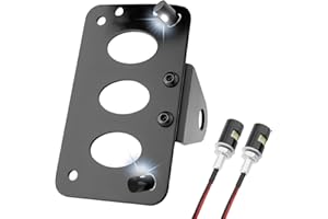 Eagwinger Motorcycle Side Mount Curved License Plate Bracket with LED License Lights Universal Fit for Cruiser Cafe Racer Bobber Chopper Street Bike Scooter Touring (Flat, 3/4'' Hole)