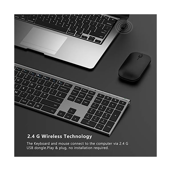 Wireless-Keyboard-and-Mouse-Combo-Jelly-Comb-Full-Size-Rechargeable-USB-Keyboard-and-Mice-Set-Qwerty-UK-Layout-for-PCLaptopComputer-with-WindowsLinux-System-24-G-Wireless-Space-Gray Wireless Keyboard and Mouse Combo, Jelly Comb Full Size Rechargeable USB Keyboard and Mice Set Qwerty UK Layout for PC…