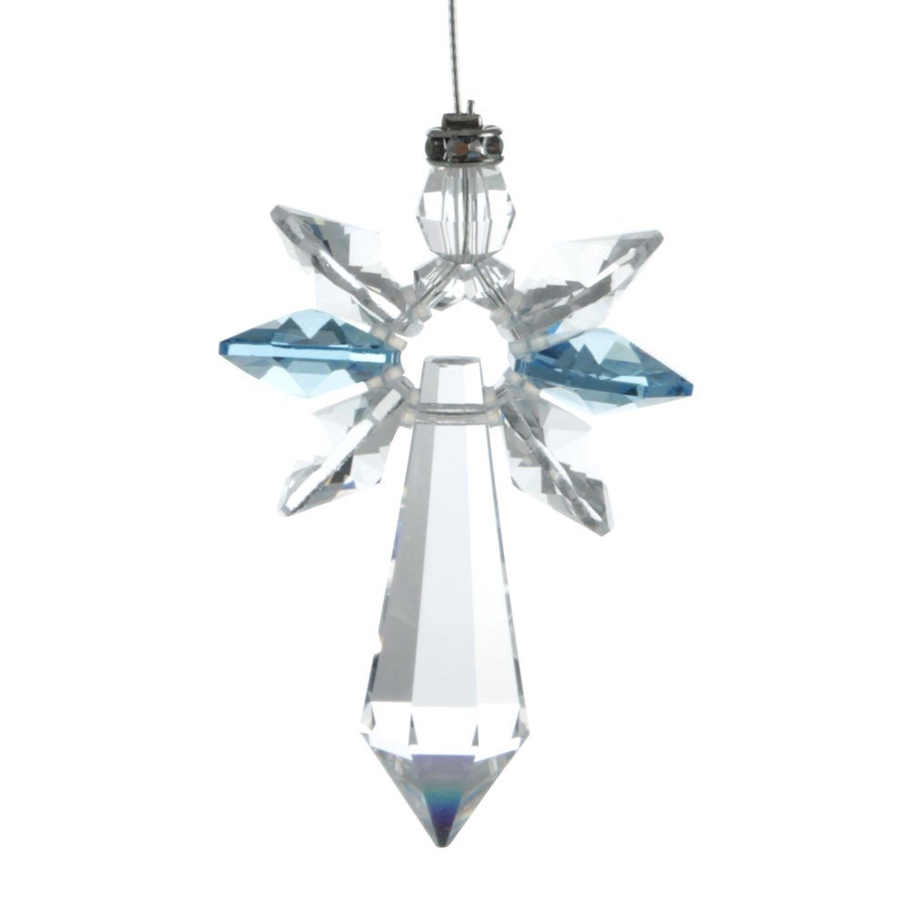 Crystals lucky crystal angel, Crystal, aquamarine, 19,4 x 3,5 x 1 cm