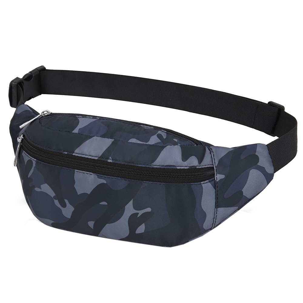 Waterproof Bumbags Waist Fanny Pack for Men Women Ladies Fashion Bum Bag with Adjustable Belt for Sport Running Hiking Jogging Girls Women Men (Camo Black)