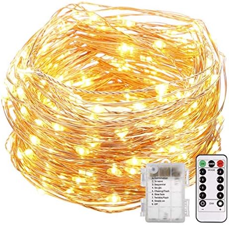 XINSTAR Fairy String Lights, Battery Operated, 8 Modes Twinkling 50 LED Fairy Lights 16.4FT Copper Wire Firefly Lights Remote Control for Bedroom Wedding Festival Decor (Orange)