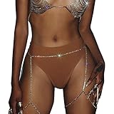 Bingirl Women Sexy Luxury Rhinestone Bikini Leg Body Chain Unique Waist Thigh Chains Jewelry (Silver)