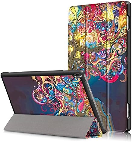 Lenovo Tab4 10 Case, [SlimShell] Tri-floding Hard Armor Case PU Leather Rotating Cover with Flip Folio Case with Auto Sleep/Wake Up Shell for Lenovo Tab4 10" Tablet 2017 Release (Fantasy flower)