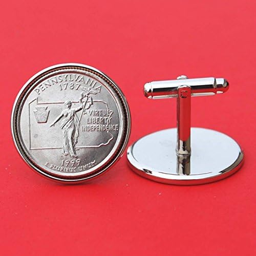 US 1999 Pennsylvania State Quarters Bu Unc Coins Cufflinks NEW