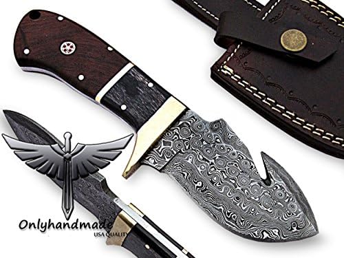 onlyhandmade Beautiful Damascus Knife Made Of Remarkable Damascus Steel exotic wood -Its A Hunting Knife With leather Sheath OHM-059