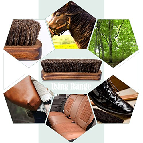 Foloda Shoe Brush with Horsehair Bristles,Dauber Suede Brush for Leather, Boot - Thumbnail 5