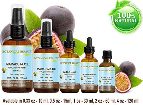 MARACUJA OIL. 100% Pure / Natural. Cold Pressed / Undiluted. For Face, Hair and Body. 0.5 Fl. Oz -15 Ml. By Botanical Beauty