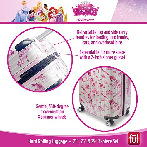 ful Disney Princess Badges Rolling Luggage Set, Hardside Travel