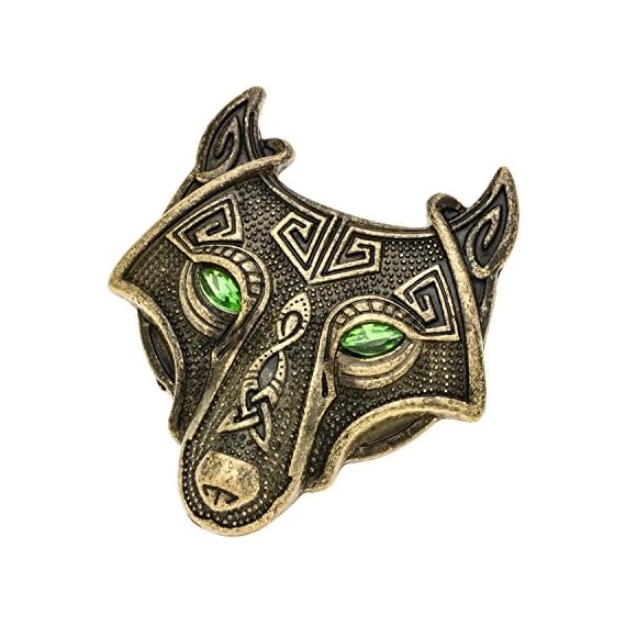 W-WOOGGE-Viking-Norse-Wolf-Head-Brooch-Pin-Green-Eye-Gothic-Pendant-Irish-Viking-Penannular-Clothes-Fasteners-Scarf-Lapel-Pin