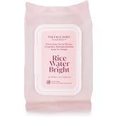 THE FACE SHOP Rice Water Bright Makeup Remover Wipes, 50 Count | Disposable Cleansing Facial Wipes, Gently Removes Makeup, Hydrating Rice Water