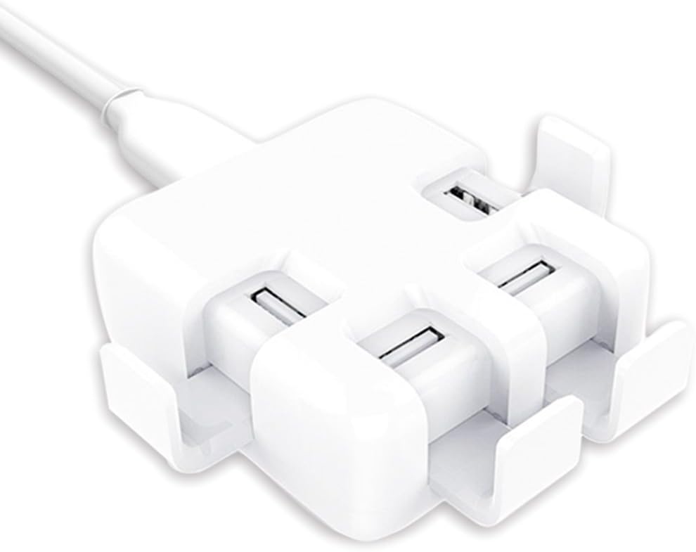 Luvfun 20w/4A Safety 4-Port Multi USB Charger Wall Charger Portable Charger for iPhone, iPad, Samsung, Huawei, Tablet, Power Bank and More (White)