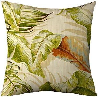Banana Leave Pillow Cover Tropical Throw Pillows for Couch Canvas Accent Cushion Cover for Sofa 18 x 18"