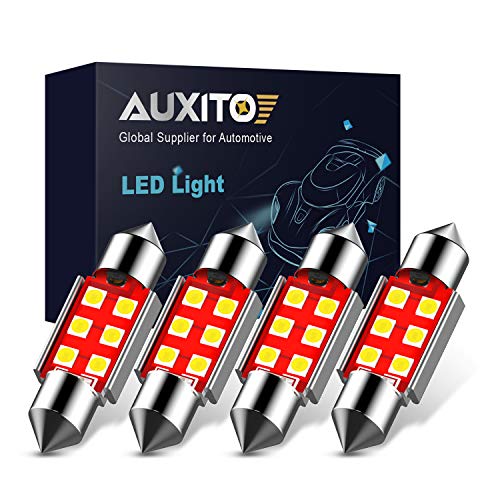 AUXITO 6418 Festoon LED Bulbs CANBUS Error Free 6411 C5W 36mm (1.41 inch) Xenon White 6-SMD 3030 Chipset Interior LED Lamps Replacement for Map Dome License Plate Lights, Pack of 4
