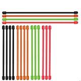 AusKit Twist Ties, Reusable Cords 18Pcs (Diameter-5mm , 6 Inch and 12 Inch) Assorted Colors Black,Green,Orange,Red