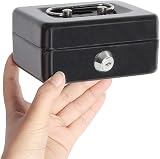 Parrency Small Cash Box with Lock and Coin Slot Black 4.9 x 3.7 x 2.3 in view 2